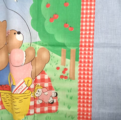 Vintage Baby Quilt Panel Fabric Teddy Bear Picnic Crib Blanket Craft 43×35.5