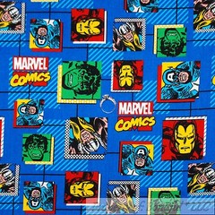 BonEful Fabric FQ Cotton Quilt Block Super Hero Captain America Comic Avengers L