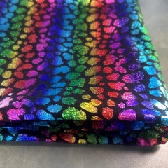 Rainbow Holographic Leopard Fabric 44×72 Glitter Foil Rave Dance Cosplay Shiny