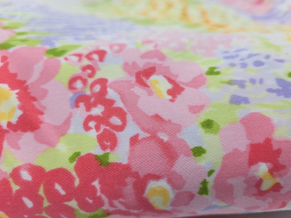 Floral Cotton Fabric Made in Japan Pink Green Orange Lavender 3.5 + Yards Spring
