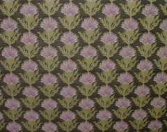 Scottish Thistle Curtain Fabric Black And Violet Upholstery Cushion Jacquard