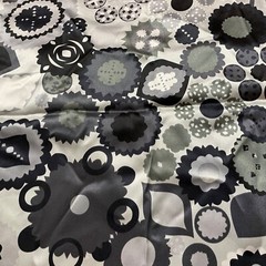 Fabric Lot 3 Yds 8 Ins 58 W Blk Gray White Abstract Polyester Apparel Fabric
