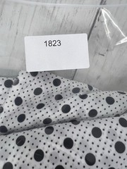 Fabric White Black Polka Dots Polyester Knit 6.5 Yards 58″ Wide Silky Thin VTG