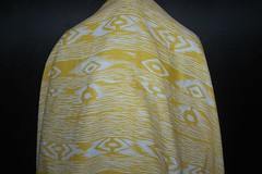 European Linen 100% Natural Fiber Beautifull Ethnic Print 5oz Mustard Off White