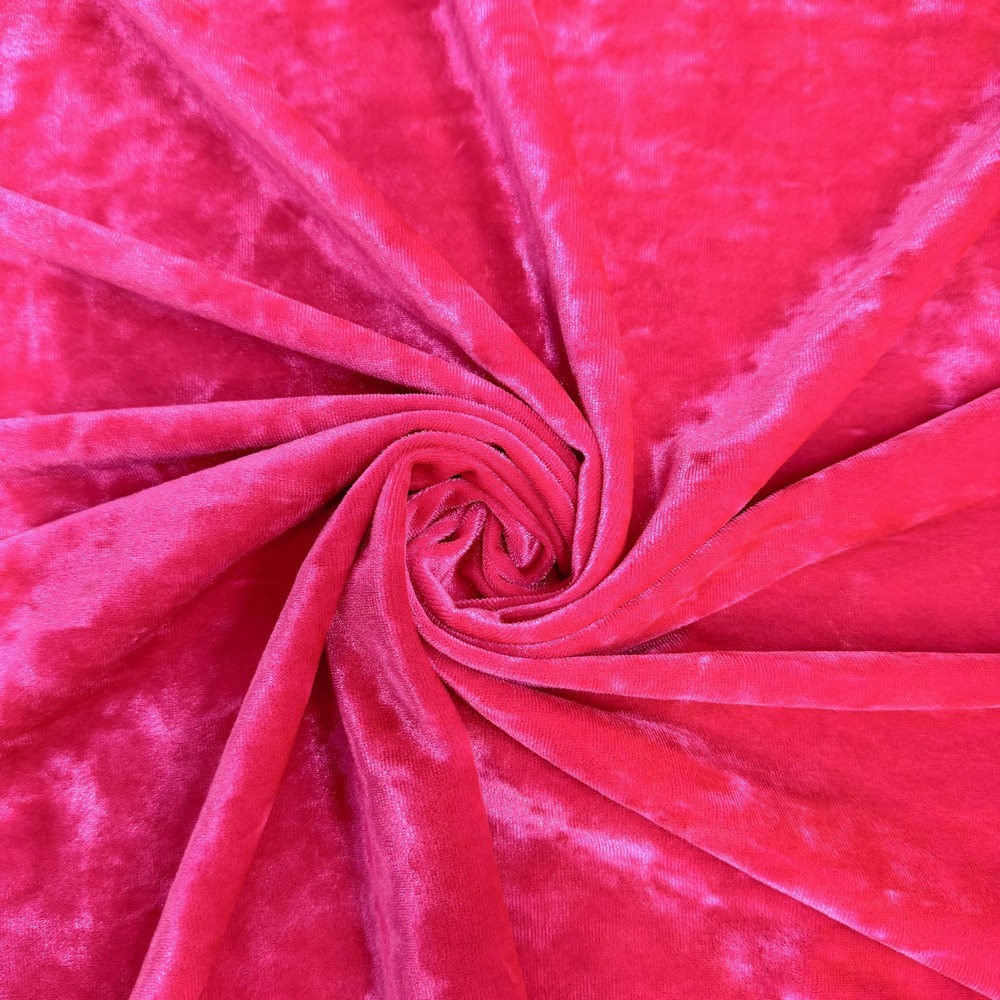 Samantha HOT PINK Polyester Stretch Crushed Velvet Fabric by the Yard for Bows,