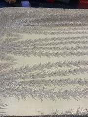 Ivory Celestial Fern Beaded Lace Fabric – Crystal Embroidered Tulle Prom Fabric
