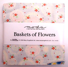 RARE 2008 MARY ENGELBREIT BASKETS FLOWERS FLORAL COTTON QUILT FABRIC CHARM PACK