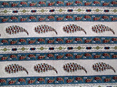 Fabric Red Rooster “Floral Blues” Flowers of Red Coral Blue on Blue $3.75