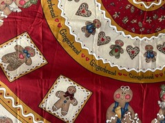 VTG Grandmas Gingerbread Christmas Tree Skirt w/gift pockets Uncut Fabric Panel