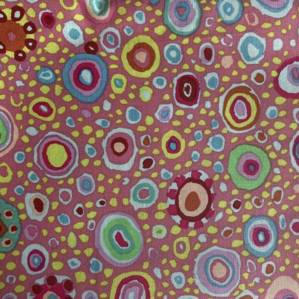 Roman Glass Salmon Pink Coral Multicolored Geometric Circles Kaffe Fassett 1.5 Y