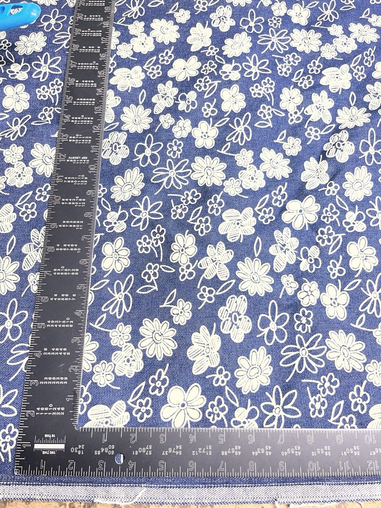 Vintage Flower Printed Denim