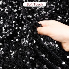 Sequin Fabric Black, 5 Yards Length 3.9 Feet Wide Velvet Fabric for Craft