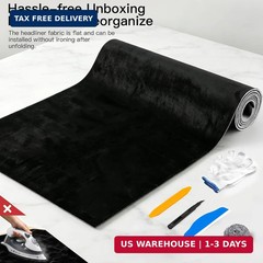 Black Suede Headliner Fabric 98″ Lx60 W with Foam Backing for Automotive | Tube