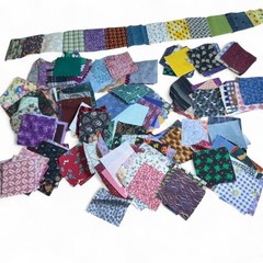 VTG 2 Inch Craft Fabric Squares Mixed Scrap Quilt Pieces Junk Journal Crafting
