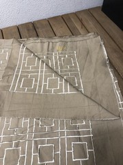 Maxwell Geometric Squares Embroidery Trellis Fabric Grand Central Tan 60x3Yd New