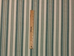 BALLARD DESIGNS WINDSOR BLUE TEAL MOSS GREEN WOVEN STRIPE FABRIC 1.75 YARD 54″W