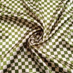 By Yard Chessboard Plaid Satin Fabric Geometric Silky Charmeuse material