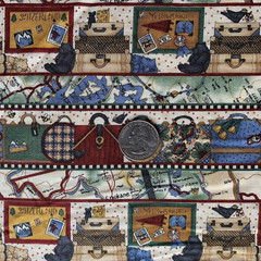 Vintage Travel Themed Fabric By Debbie Mumm For SSI Luggage Maps Blue Cream BTY
