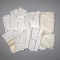 White Cream Fabric Remnants Lot Mixed Textures Satin Moire Craft Sewing Scraps