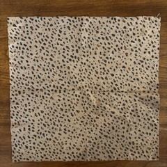 Faux Ultrasuede Remnant Tan w/ Brown Blotches Print 13″ x 19″ usable dimensions