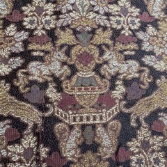 Vtg Unicorn Brocade Tapestry Fabric Animals Floral Maroons Gold 4.25 Yards 54” W