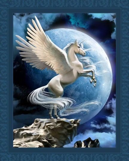 MYSTIQUE – Unicorn Horse – Fabric Quilt Panel – 100% Cotton Fabric