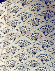 VTG Victorian Fans with Floral Design in Blue Black & Gray 41″x10″ Remnant
