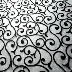 Elegant Black Swirls Filigree Vines Flocked Organza Fabric 58″ By The Yard