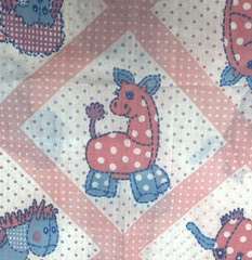 Pink Animals Nursery Polka Dot Children’s Theme Cotton Fabric BTHalfY 345