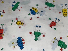 By 1/2 Yd Vintage Dancing Candy Cotton Fabric Children’s Red Yellow Blue Green