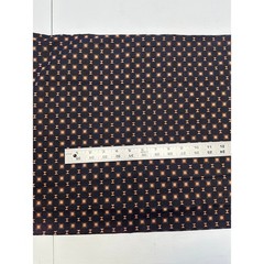 Vintage 50s Black Tan Geometric Square Bowtie Print Fabric Remnants 15 x 4 yd