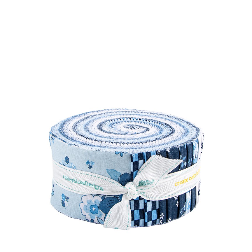 Blue Blooms and Threads 2.5″ Strip Roll by Riley Blake
