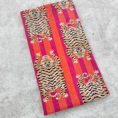 Pink Tiger Indian Hand Printed Cotton Fabric by 5 Yard Sewing Craft Dressmaking