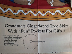 Marcus Bros Grandma’s Gingerbread Christmas Tree Skirt Panel Folk 70″ X 62″