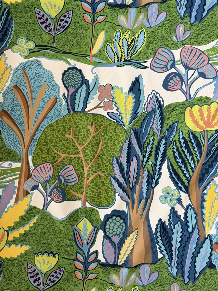 Thibaut F945009 Albero Green and Blue Cotton Chintz Fabric 5 Yards