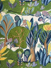 Thibaut F945009 Albero Green and Blue Cotton Chintz Fabric 5 Yards
