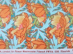 Rowan Westminster Fibers #PWVA 036 Flourish Cotton Fabric, Orange Florals, BTY