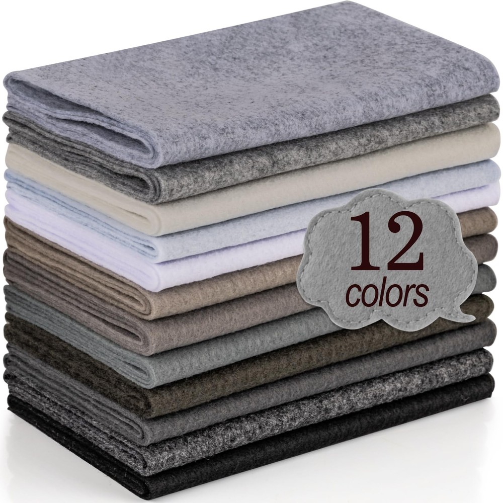 12 Rolls 8″x35″20.5x90cm 1.4mm Thick Soft Felt Fabric Sheet 12 Assorted Black…