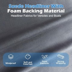 Graphene Auto Headliner Fabric with Foam Backing – Cooling & UV 120″L×60″W Grey