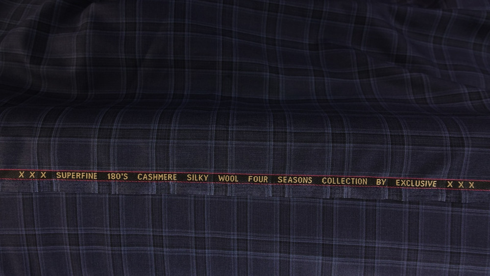 Gray Glen Plaid Windowpane Checked Suiting Fabric Cashmere Wool
