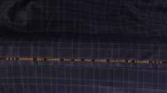 Gray Glen Plaid Windowpane Checked Suiting Fabric Cashmere Wool