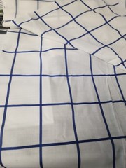 Cotton White/Dark Blue Large 3 inch Squares apparel Sewing Draping Lightweight