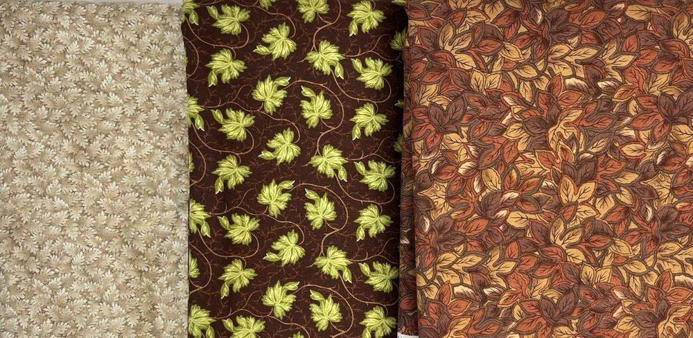 Vintage Lot of 3 Pieces Brown Print Sewing Fabric 6 Yards Total