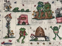 By 1/2 Yd Vintage Frog Dianna Marcum Froggy Went a Courtin Cotton Fabric Marcus