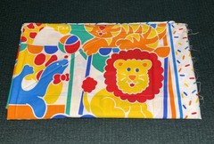 Vtg Circus Themed Fabric 3 Panels Quilt Blanket Sewing Wall Hanging Cotton Blend