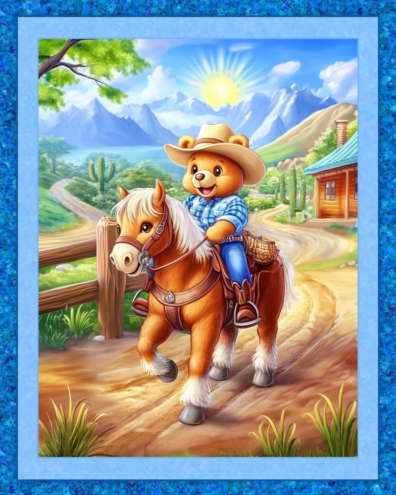 *PANEL* 36×45 TEDDY BEAR COWBOY – SO ADORABLE – GREAT BABY QUILT – SHARP DIGITAL
