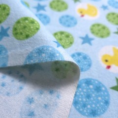 Yellow Rubber Ducks and Stars Blue Flannel Fabric 45″ By The Yard