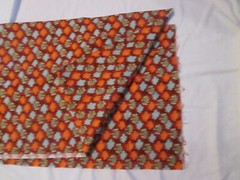 Floral Print Fabric Cotton Orange Red Blue Black White 3 Yards @ 44”