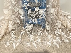 WHITE NUDE Embroidery Lace Fabric 50” Width Sold By The Yard