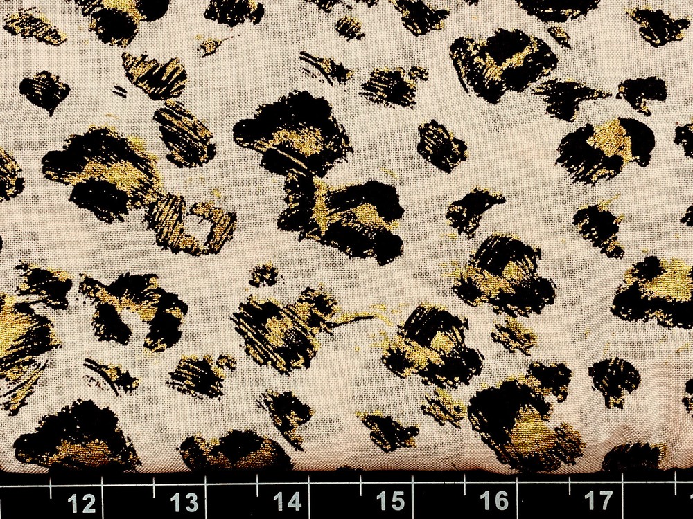 Tina SCRAP 9″x21″ Cheetah Animal Fur Print Cougar Metallic Gold Cotton Fabric